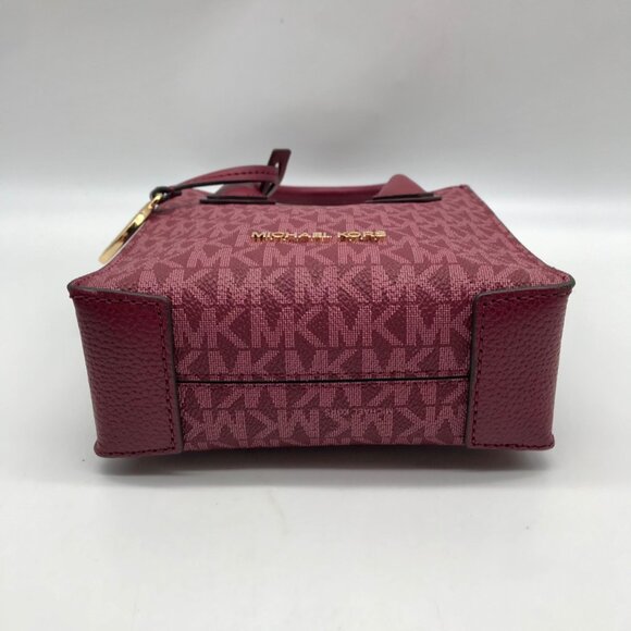 Michael Kors Dark Cherry Monogram Mini Mercer Crossbody Bag - Picture 5 of 10